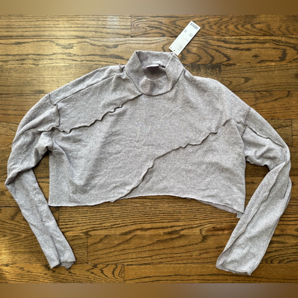 Out From Under Grey Asymmetrical Seam Long Sleeve Top Size L NWT Urban Outfitter